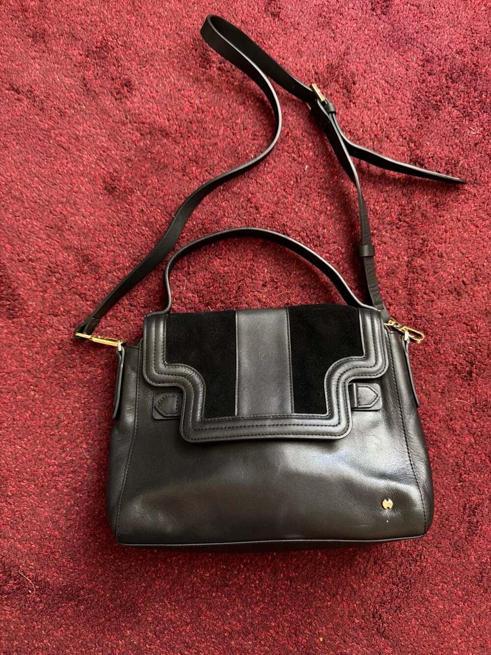 Halston Heritage Black Leather Top Handle Satchel Bag